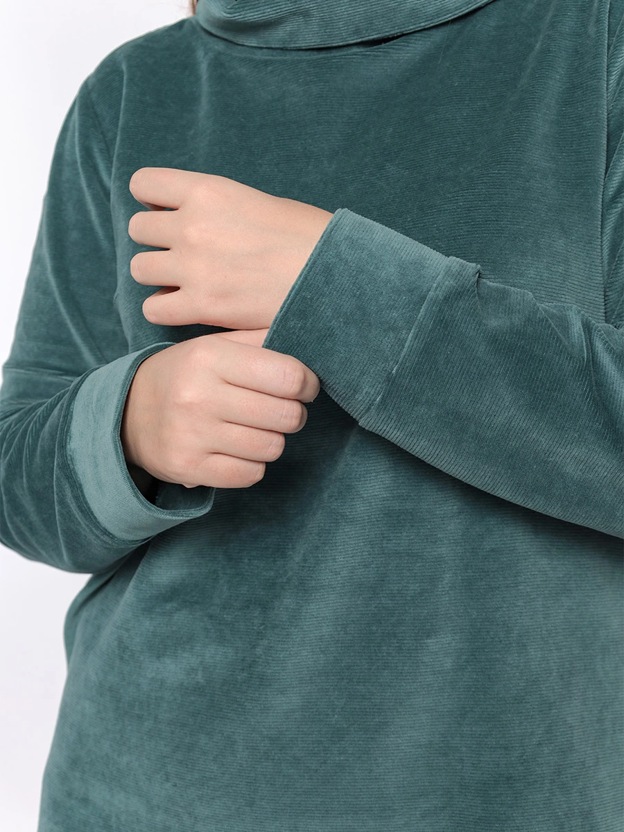 Вельветовый бирюзовый свитшот